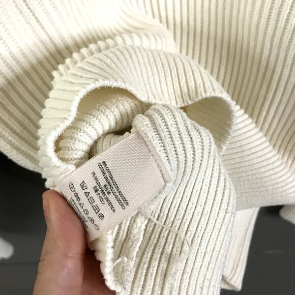 Free People Knitted Ribbed V Neck Sweatshirt Cream White Cropped Womens Size XS - Picture 3 of 5